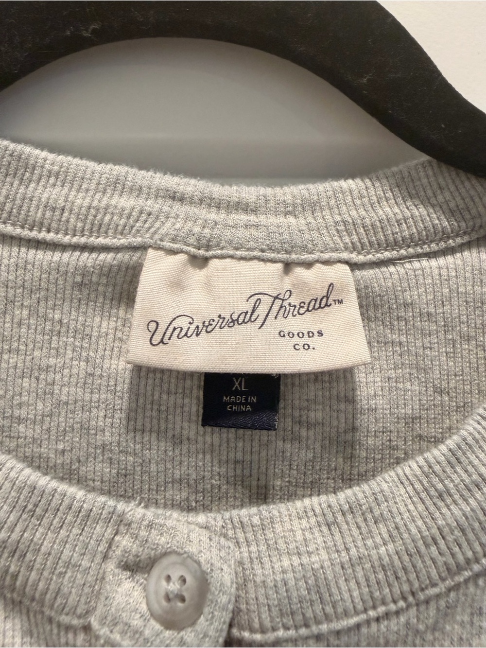 Universal Thread Light Gray Ribbed Button Front Top - Picture 3 of 4